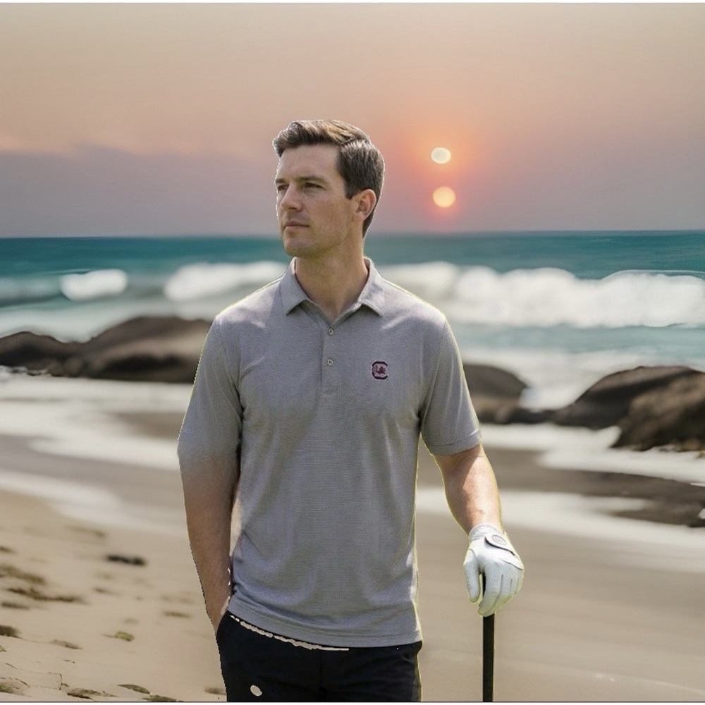 Peter Millar Golf Polo Shirt XL Black White Strip South Carolina Gamecock 26/33